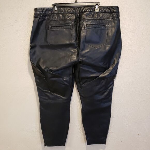 Torrid Rebel Wilson 20 Plus Pants Black Faux Vegan Leather Ankle Zip Skinny - Picture 5 of 9
